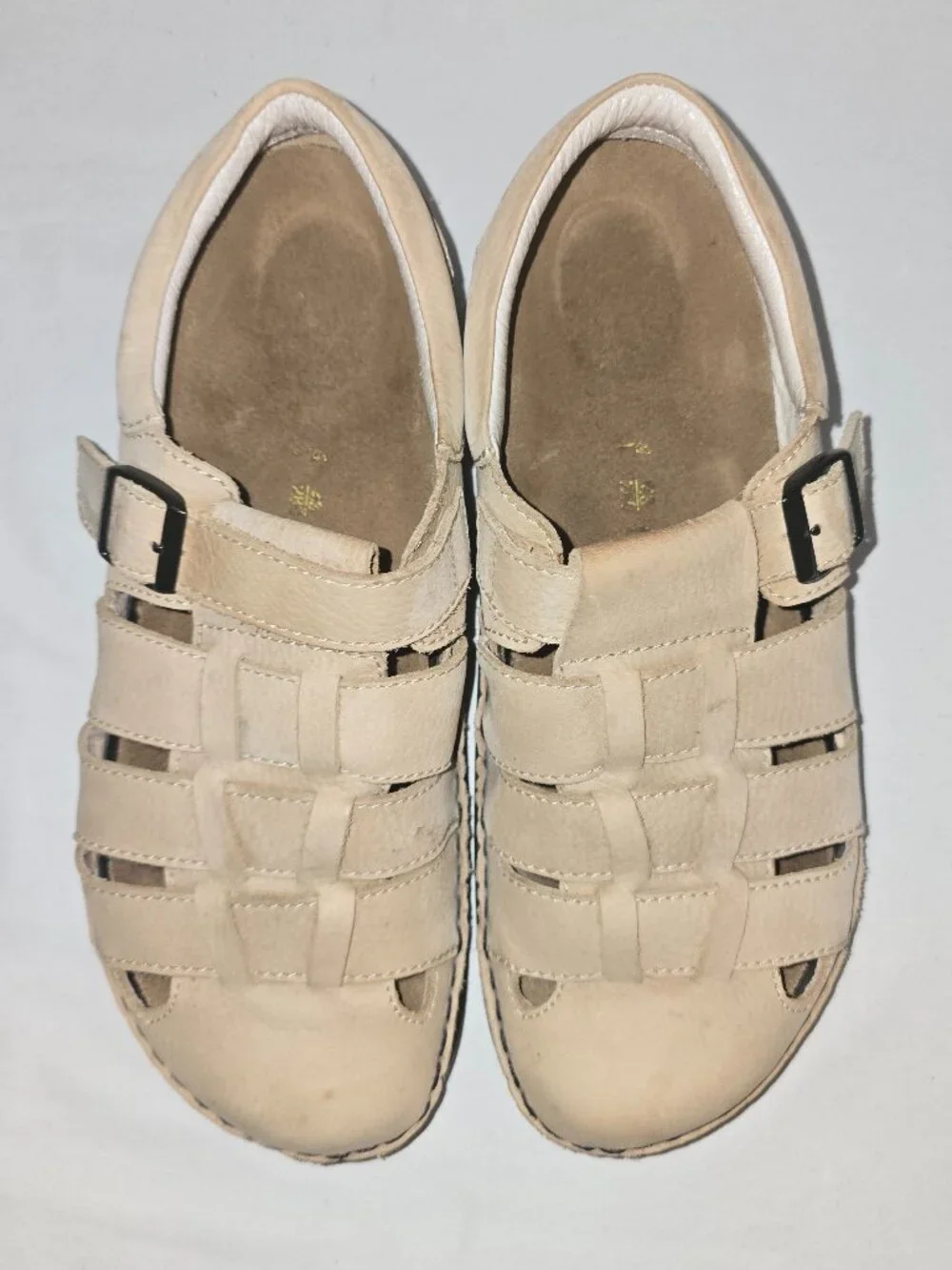 Birkenstock Footprints Light Beige Suede Nubuck Fisherman's Sandals Men's 43